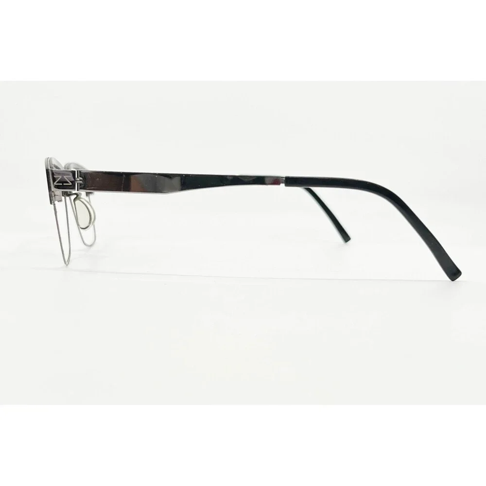 Enzso Eyeglasses Mens Blue Silver Square Browline EZAM68 SS 52-18-140